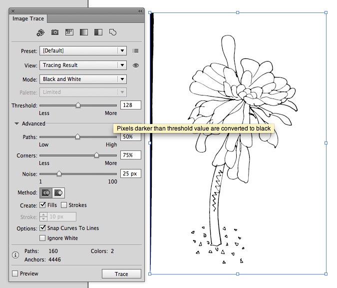 Live Trace tool in Illustrator